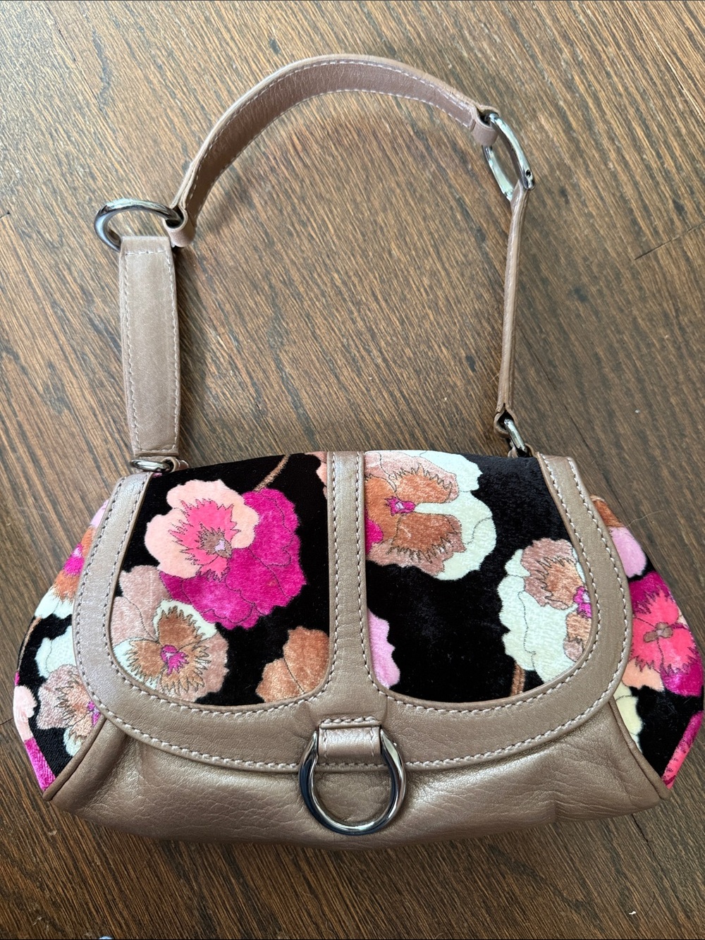 Missoni Floral Shoulder Bag in Pink, Taupe and Black